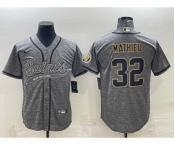 Men's New Orleans Saints #32 Tyrann Mathieu Gray With Patch Cool Base Stitched Baseball Jersey