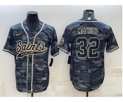 Men's New Orleans Saints #32 Tyrann Mathieu Grey Camo With Patch Cool Base Stitched Baseball Jersey