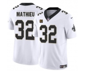 Men's New Orleans Saints #32 Tyrann Mathieu White 2024 F.U.S.E With 4-Star C Patch Vapor Limited Stitched Football Jersey