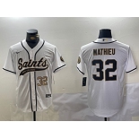 Mens New Orleans Saints #32 Tyrann Mathieu White Cool Base Stitched Baseball Jerseys