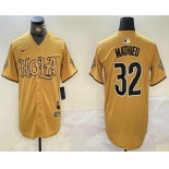 Men's New Orleans Saints #32 Tyrann Mathieu Yellow Nola Baseball Jersey