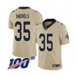 Men's New Orleans Saints #35 Marcus Sherels Limited Gold Inverted Legend 100th Season Football Jersey