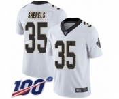 Men's New Orleans Saints #35 Marcus Sherels White Vapor Untouchable Limited Player 100th Season Football Jersey