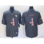 Men's New Orleans Saints #4 Derek Carr 2019 Black Salute To Service USA Flag Fashion Limited Jersey