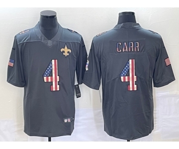 Men's New Orleans Saints #4 Derek Carr 2019 Black Salute To Service USA Flag Fashion Limited Jersey