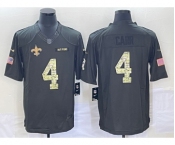 Men's New Orleans Saints #4 Derek Carr Black Anthracite 2016 Salute To Service Stitched NFL Nike Limited Jersey