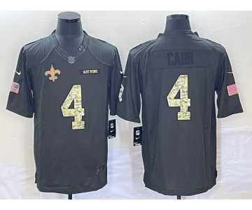 Men's New Orleans Saints #4 Derek Carr Black Anthracite 2016 Salute To Service Stitched NFL Nike Limited Jersey