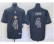 Men's New Orleans Saints #4 Derek Carr Black Reflective Limited Stitched Football Jersey