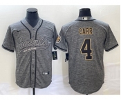 Men's New Orleans Saints #4 Derek Carr Grey Gridiron With Patch Cool Base Stitched Baseball Jersey