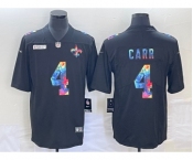 Men's New Orleans Saints #4 Derek Carr Multi-Color Black 2020 NFL Crucial Catch Vapor Untouchable Nike Limited Jersey