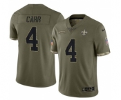 Men's New Orleans Saints #4 Derek Carr Olive Salute To Service Limited Stitched Jersey