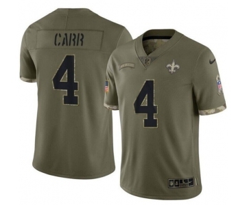 Men's New Orleans Saints #4 Derek Carr Olive Salute To Service Limited Stitched Jersey