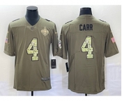 Men's New Orleans Saints #4 Derek Carr Olive With Camo 2017 Salute To Service Stitched NFL Nike Limited Jersey