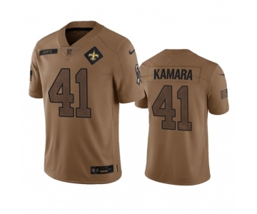 Men's New Orleans Saints #41 Alvin Kamara 2023 Brown Salute To Service Limited Football Stitched Jersey