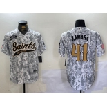 Men's New Orleans Saints #41 Alvin Kamara Arctic Camo 2024 Salute to Service Stitched Baseball Jersey