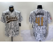 Men's New Orleans Saints #41 Alvin Kamara Arctic Camo 2024 Salute to Service Stitched Baseball Jersey