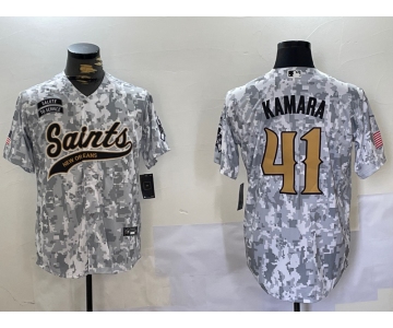 Men's New Orleans Saints #41 Alvin Kamara Arctic Camo 2024 Salute to Service Stitched Baseball Jersey