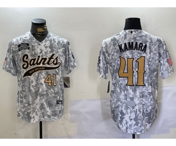 Men's New Orleans Saints #41 Alvin Kamara Arctic Camo 2024 Salute to Service Stitched Baseball Jerseys