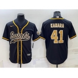 Men's New Orleans Saints #41 Alvin Kamara Black Stitched MLB Cool Base Nike Baseball Jersey