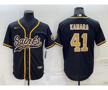 Men's New Orleans Saints #41 Alvin Kamara Black Stitched MLB Cool Base Nike Baseball Jersey