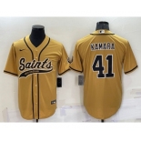 Men's New Orleans Saints #41 Alvin Kamara Gold Stitched MLB Cool Base Nike Baseball Jersey