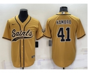 Men's New Orleans Saints #41 Alvin Kamara Gold Stitched MLB Cool Base Nike Baseball Jersey