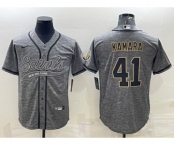 Men's New Orleans Saints #41 Alvin Kamara Gray With Patch Cool Base Stitched Baseball Jersey