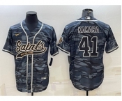 Men's New Orleans Saints #41 Alvin Kamara Grey Camo With Patch Cool Base Stitched Baseball Jersey