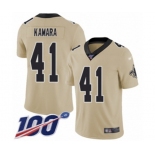 Men's New Orleans Saints #41 Alvin Kamara Limited Gold Inverted Legend 100th Season Football Jersey