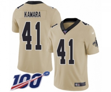 Men's New Orleans Saints #41 Alvin Kamara Limited Gold Inverted Legend 100th Season Football Jersey