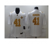 Men's New Orleans Saints #41 Alvin Kamara White Nike Leopard Print Limited Jersey