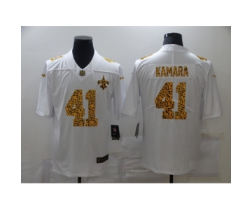 Men's New Orleans Saints #41 Alvin Kamara White Nike Leopard Print Limited Jersey