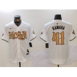 Men's New Orleans Saints #41 Alvin Kamara White Nola Baseball Jersey