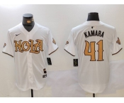 Men's New Orleans Saints #41 Alvin Kamara White Nola Baseball Jersey