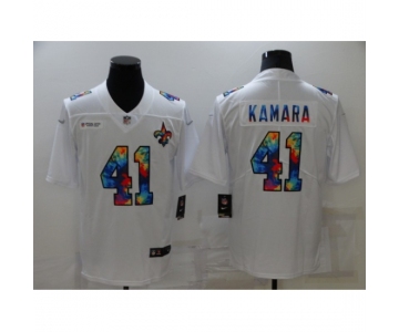 Men's New Orleans Saints #41 Alvin Kamara White Rainbow Version Nike Limited Jersey