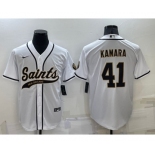 Men's New Orleans Saints #41 Alvin Kamara White Stitched MLB Cool Base Nike Baseball Jersey