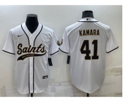 Men's New Orleans Saints #41 Alvin Kamara White Stitched MLB Cool Base Nike Baseball Jersey