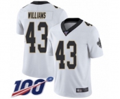 Men's New Orleans Saints #43 Marcus Williams White Vapor Untouchable Limited Player 100th Season Football Jersey