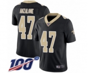 Men's New Orleans Saints #47 Alex Anzalone Black Team Color Vapor Untouchable Limited Player 100th Season Football Jersey