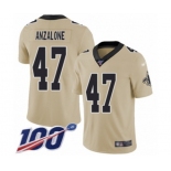 Men's New Orleans Saints #47 Alex Anzalone Limited Gold Inverted Legend 100th Season Football Jersey