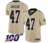 Men's New Orleans Saints #47 Alex Anzalone Limited Gold Inverted Legend 100th Season Football Jersey