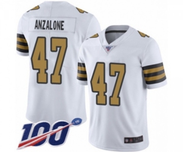 Men's New Orleans Saints #47 Alex Anzalone Limited White Rush Vapor Untouchable 100th Season Football Jersey