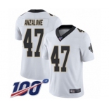 Men's New Orleans Saints #47 Alex Anzalone White Vapor Untouchable Limited Player 100th Season Football Jersey