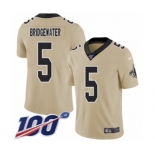 Men's New Orleans Saints #5 Teddy Bridgewater Limited Gold Inverted Legend 100th Season Football Jersey