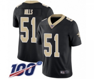 Men's New Orleans Saints #51 Sam Mills Black Team Color Vapor Untouchable Limited Player 100th Season Football Jersey