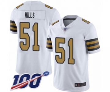 Men's New Orleans Saints #51 Sam Mills Limited White Rush Vapor Untouchable 100th Season Football Jersey