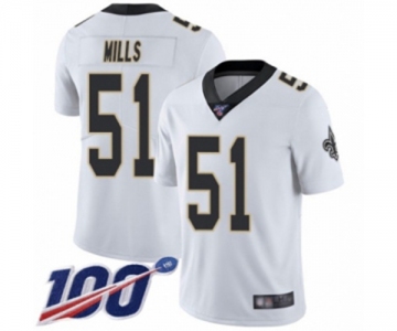 Men's New Orleans Saints #51 Sam Mills White Vapor Untouchable Limited Player 100th Season Football Jersey