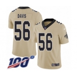 Men's New Orleans Saints #56 DeMario Davis Limited Gold Inverted Legend 100th Season Football Jersey