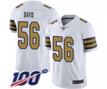 Men's New Orleans Saints #56 DeMario Davis Limited White Rush Vapor Untouchable 100th Season Football Jersey