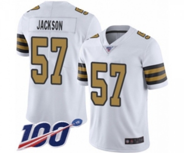 Men's New Orleans Saints #57 Rickey Jackson Limited White Rush Vapor Untouchable 100th Season Football Jersey